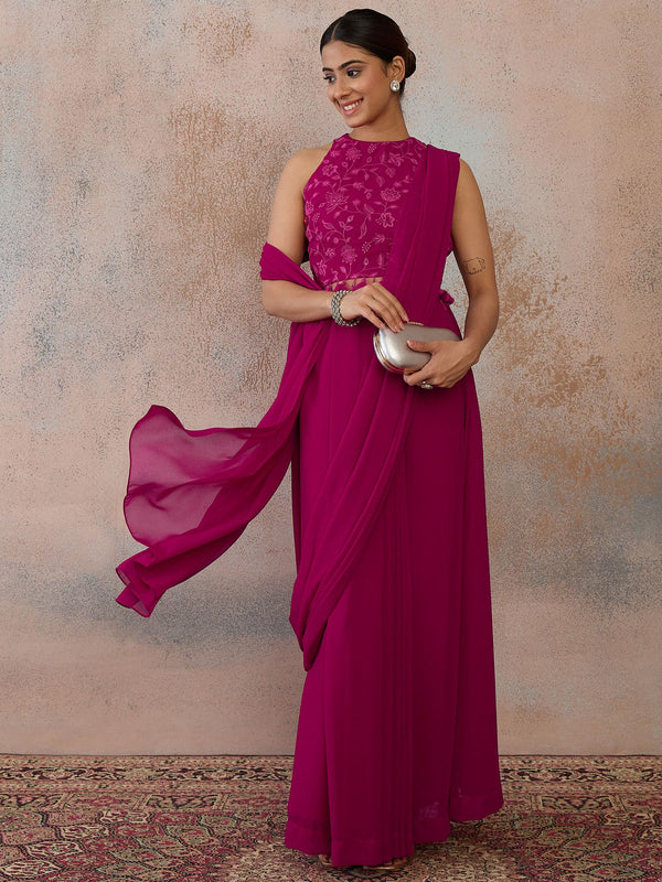 Embroidered Poly Georgette Saree