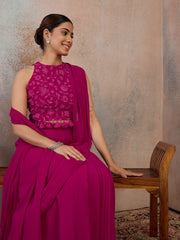 Embroidered Poly Georgette Saree
