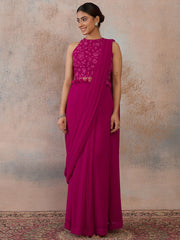 Embroidered Poly Georgette Saree