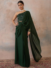 Embroidered Poly Georgette Fusion Saree