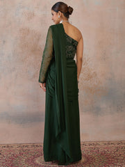 Embroidered Poly Georgette Fusion Saree