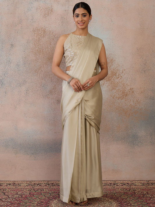 Women Ready To Wear Saree with attached Unstitched Blouse Piece
