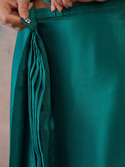 Zari Women Thread Embroidered Border Ready to Wear Saree