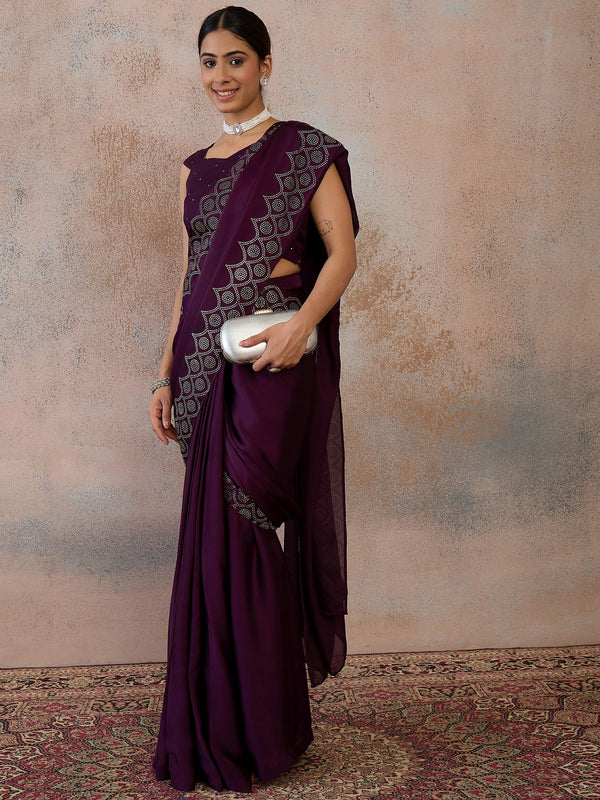 Ethnic Motifs Mukaish Poly Georgette Saree