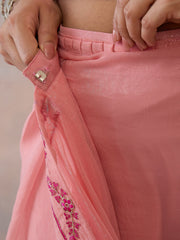 Pink Embroidered Silk Blend Saree