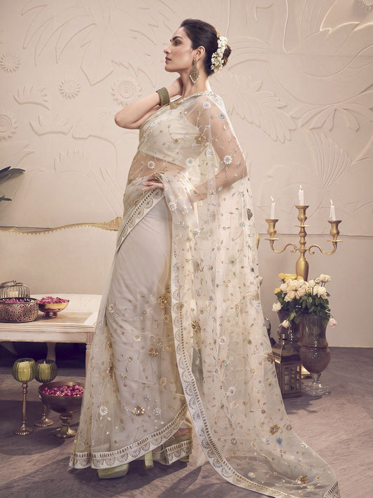 Embellished Sequinned Net Saree