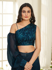 Sequinned Silk Blend Ready to Wear Saree