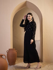 Printed Basic Jumpsuit with Embroidered