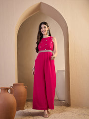 Women Floral Zari & Sequinned Embroidered Jumpsuit