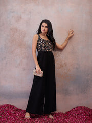 Women Floral Thread and Sequinned Embroidered Jumpsuit