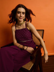 Basic Jumpsuit with Embroidered