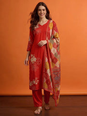 Women Ethnic Motifs Embroidered Work Pure Silk Kurta with Trousers & Dupatta