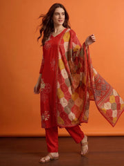 Women Ethnic Motifs Embroidered Work Pure Silk Kurta with Trousers & Dupatta