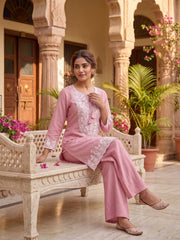 White Romance Embroidered Tunic with Palazzos