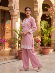 White Romance Embroidered Tunic with Palazzos