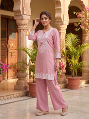 White Romance Embroidered Tunic with Palazzos