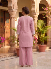 White Romance Embroidered Tunic with Palazzos
