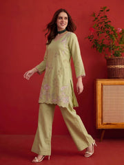 Embroidered Top with Palazzos