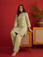 Embroidered Top with Palazzos