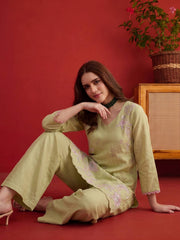 Embroidered Top with Palazzos