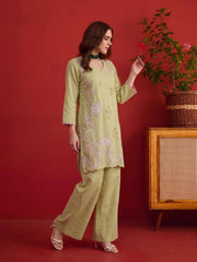 Embroidered Top with Palazzos