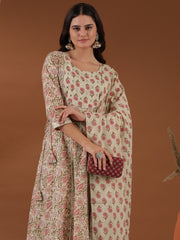 Women Floral Printed Regular Mirror Work Kurta with Trousers & With Dupatta