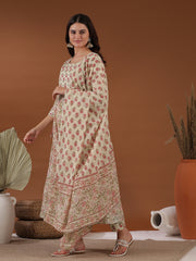 Women Floral Printed Regular Mirror Work Kurta with Trousers & With Dupatta