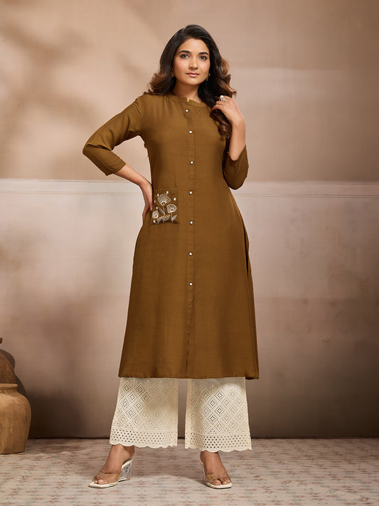 Women Floral Embroidered Thread Work Floral Kurta