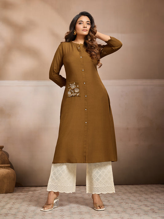 Women Floral Embroidered Thread Work Floral Kurta