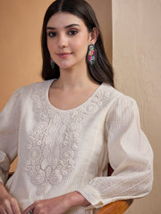 Off White Cottan Striped Tunic