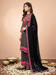 Women Ethnic Motifs Printed Regular Thread Work Silk Crepe Kurta with Palazzos & With Dupatta