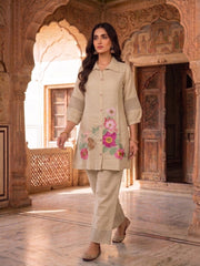Floral Chanderi Embroidered Tunic with Trousers