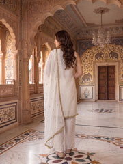 Women Floral Embroidered Regular Thread Work Kurta with Palazzos & With Dupatta