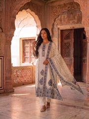 Women Ethnic Motifs Printed Regular Sequinned Kurta with Trousers & With Dupatta