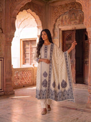 Women Ethnic Motifs Printed Regular Sequinned Kurta with Trousers & With Dupatta