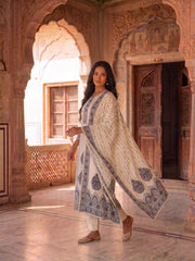 Women Ethnic Motifs Printed Regular Sequinned Kurta with Trousers & With Dupatta