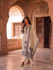 Women Ethnic Motifs Printed Regular Sequinned Kurta with Trousers & With Dupatta