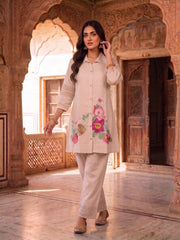 Floral Chanderi Embroidered Tunic with Trousers