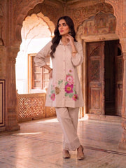 Floral Chanderi Embroidered Tunic with Trousers