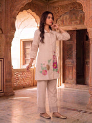 Floral Chanderi Embroidered Tunic with Trousers