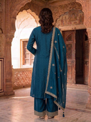 Women Ethnic Motifs Embroidered Regular Thread Work Kurta with Palazzos & With Dupatta