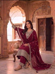 Women Ethnic Motifs Embroidered Panelled Kurta with Palazzos & With Dupatta