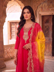 Women Ethnic Motifs Embroidered Regular Kurta with Trousers & With Dupatta