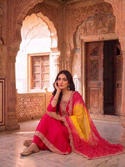 Women Ethnic Motifs Embroidered Regular Kurta with Trousers & With Dupatta