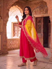 Women Ethnic Motifs Embroidered Regular Kurta with Trousers & With Dupatta