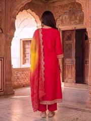 Women Ethnic Motifs Embroidered Regular Kurta with Trousers & With Dupatta