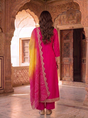 Ethnic Motifs Embroidered Thread Work Kurta with Palazzos & With Dupatta