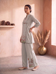 Women Floral Embroidered Chikankari Tunic with Palazzo