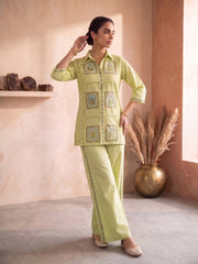Floral Embroidered Shirt with Palazzos