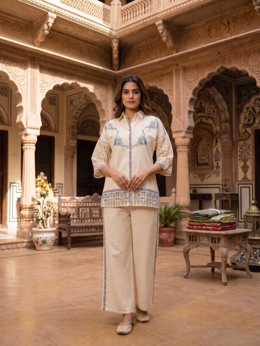 Floral Embroidered Tunic with Palazzos